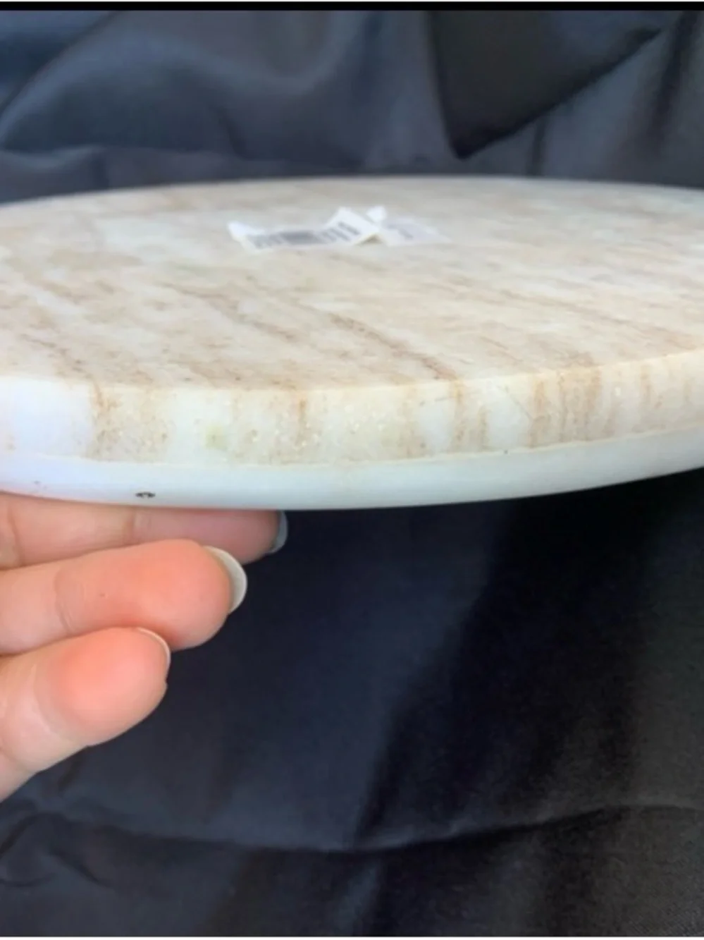 Creative Co-Op White Marble Round Accent Tray with Subtle Brown Veining